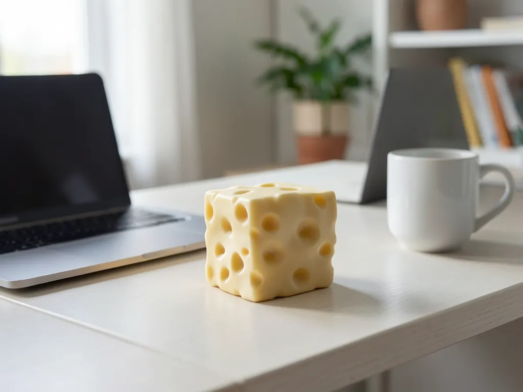 Mise en situation : Usper Squishy Fromage JHGKYT (illustration générée par IA)